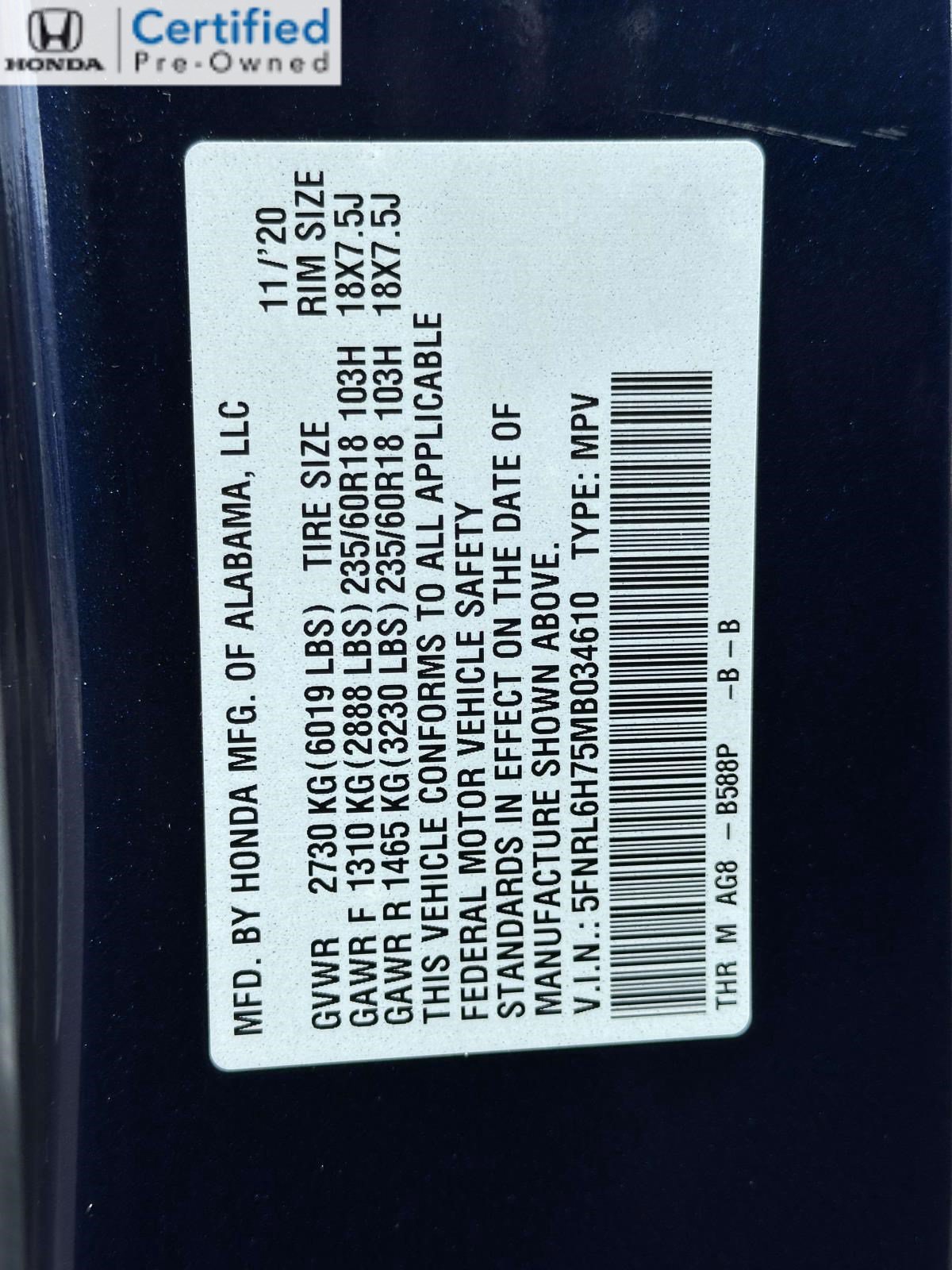 Certified 2021 Honda Odyssey EX-L image 32