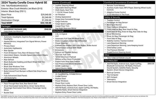 Used 2024 Toyota Corolla Cross S w/ Moonroof Package image 29