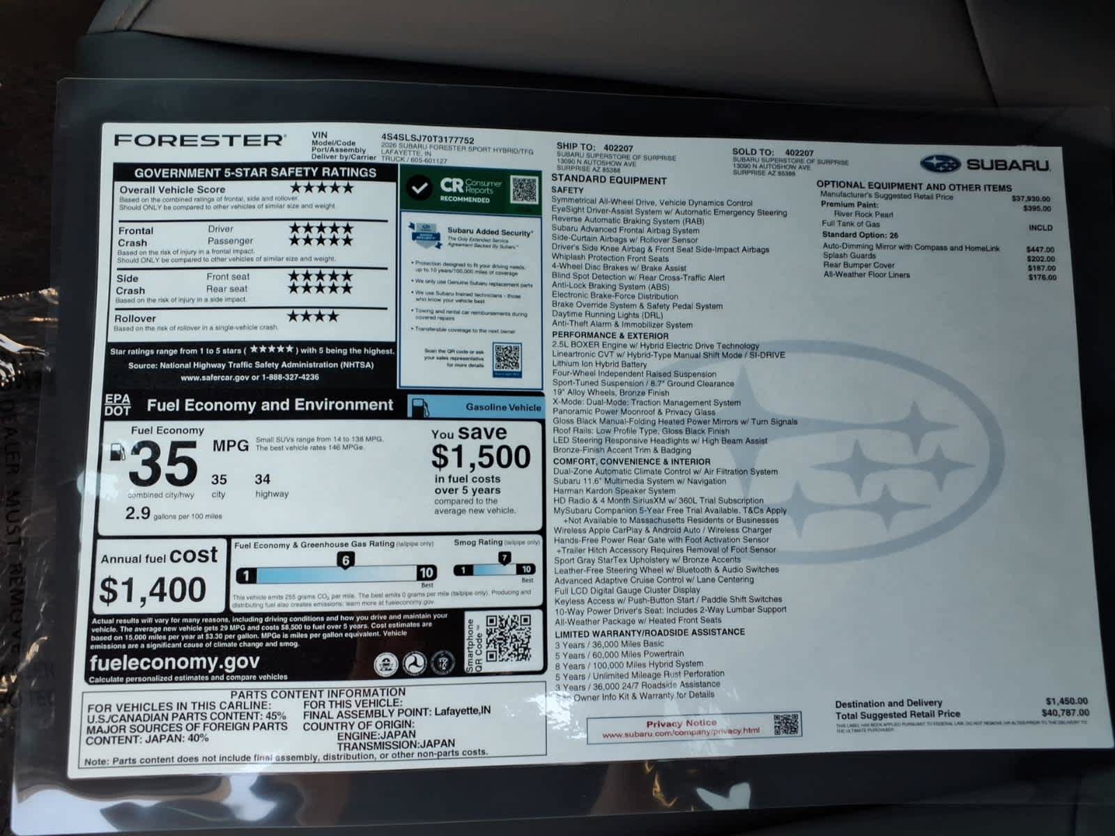 New 2026 Subaru Forester Touring AWD/4WD image 41