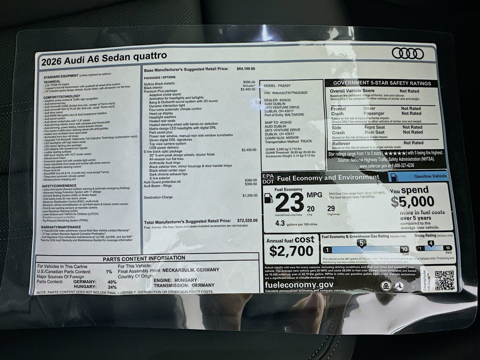 New 2026 Audi A6 Premium Plus w/ Premium Plus Package AWD/4WD image 9