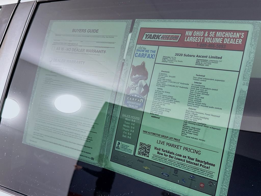 Used 2020 Subaru Ascent Limited w/ Technology Package image 13