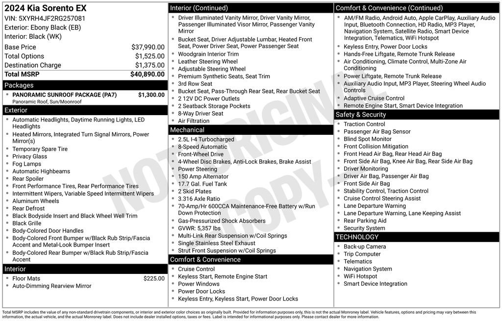 Used 2024 Kia Sorento EX w/ Panoramic Sunroof Package image 6