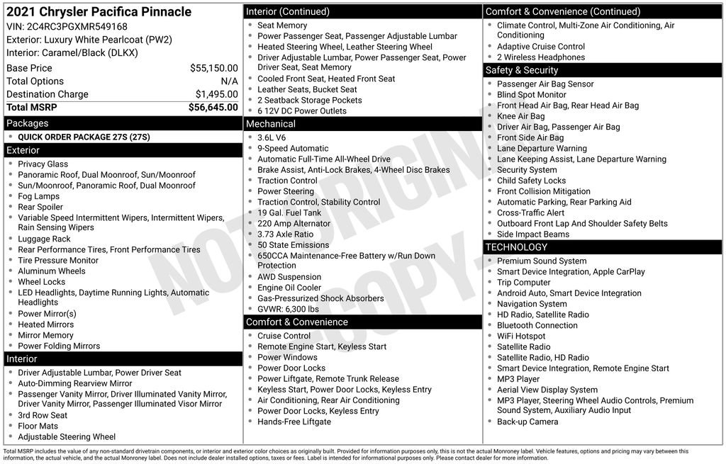 Used 2021 Chrysler Pacifica Pinnacle AWD/4WD image 36