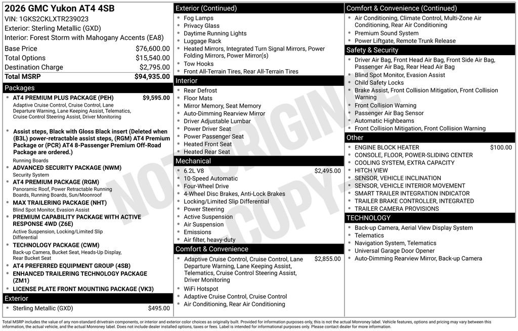 New 2026 GMC Yukon AT4 w/ AT4 Premium Plus Package image 5