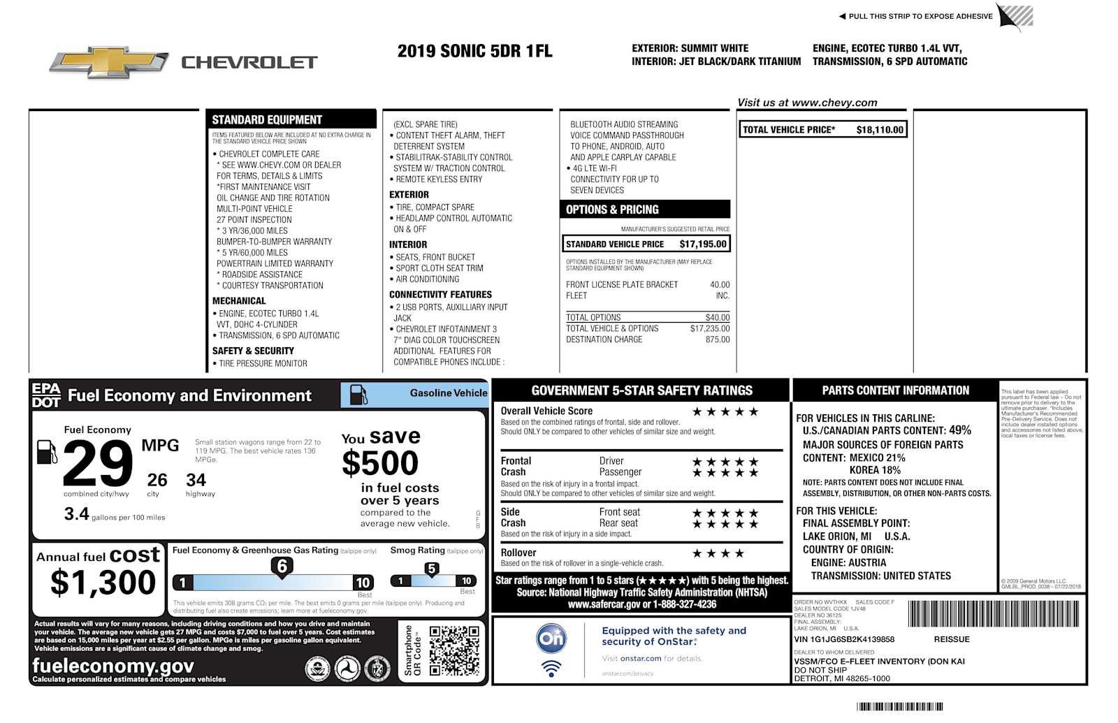 Used 2019 Chevrolet Sonic LT image 2