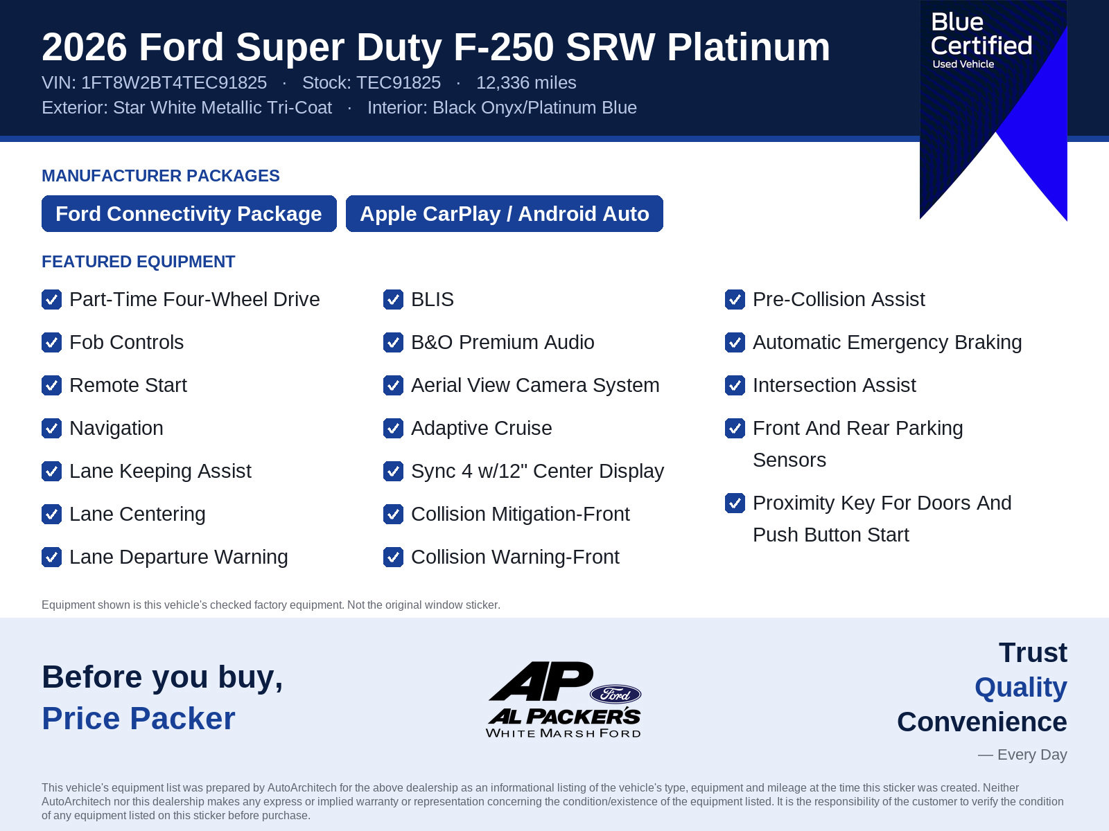 Certified 2026 Ford F250 Platinum w/ FX4 Off-Road Package AWD/4WD image 10