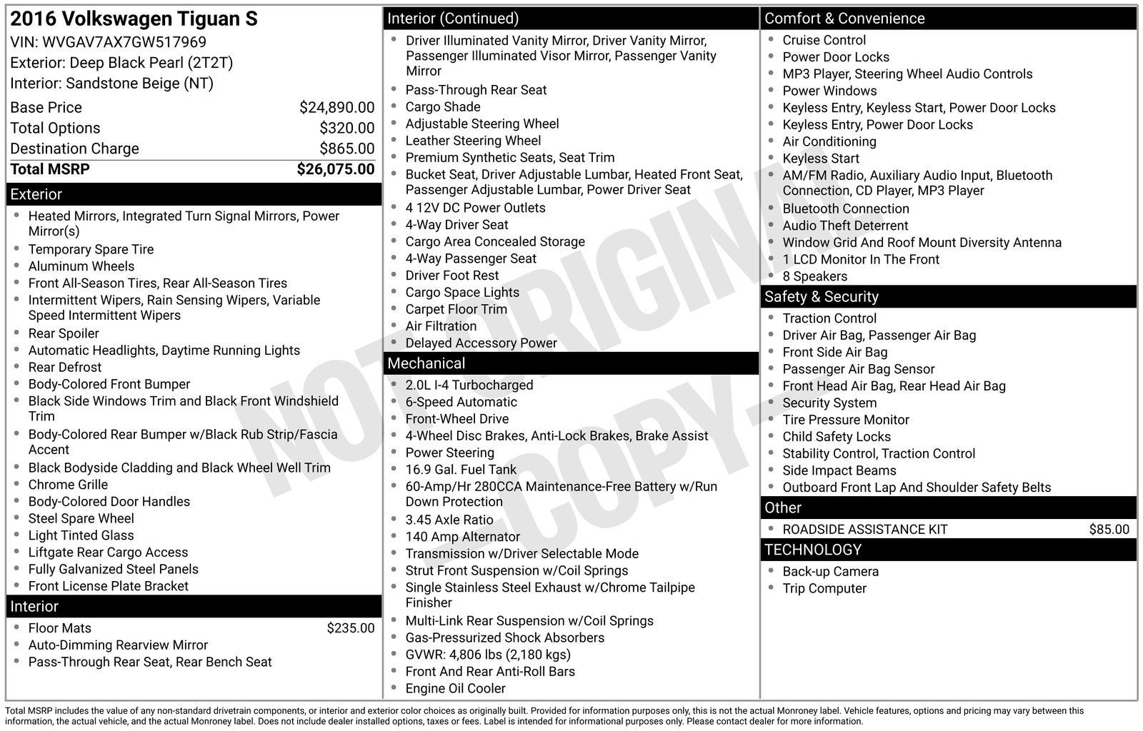 Used 2016 Volkswagen Tiguan S image 6