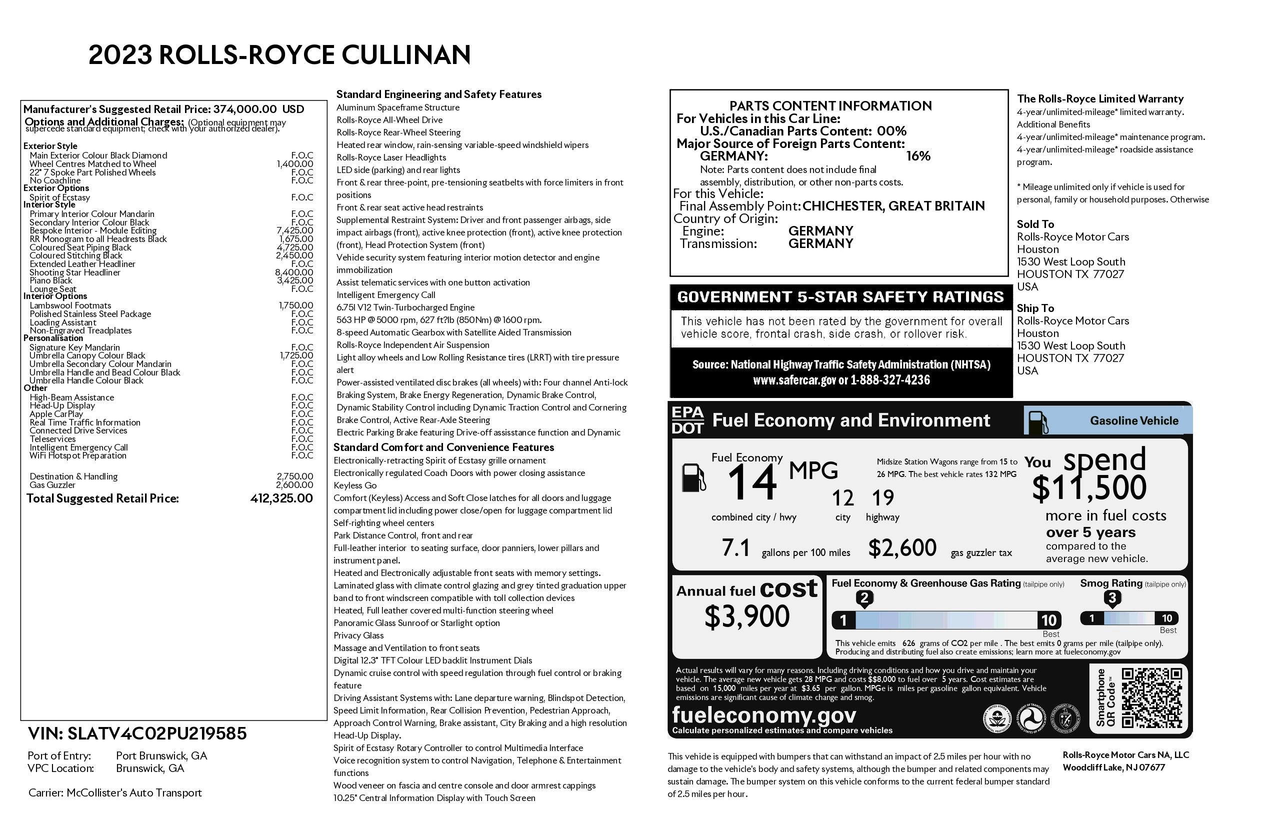 Used 2023 Rolls-Royce Cullinan AWD/4WD image 12