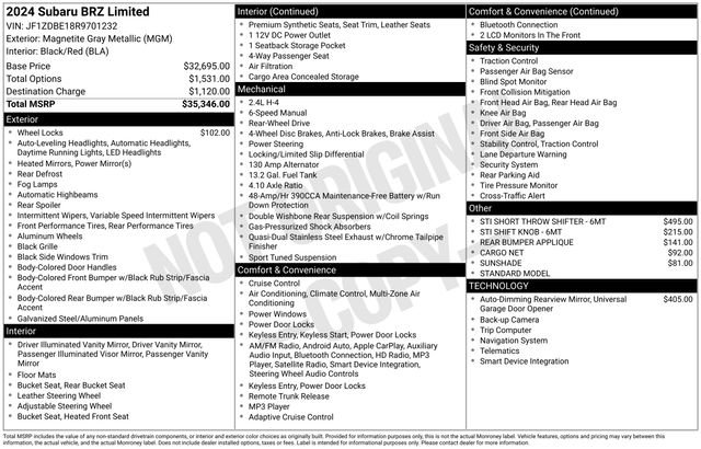 Used 2024 Subaru BRZ Limited image 33