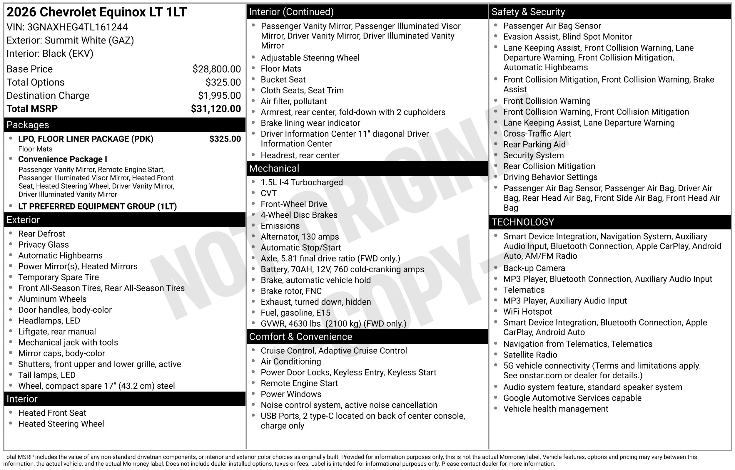 Used 2026 Chevrolet Equinox LT w/ LPO, Floor Liner Package FWD image 2