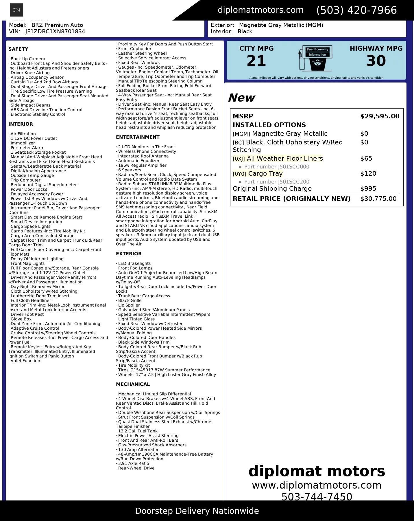 Used 2022 Subaru BRZ Premium RWD image 2