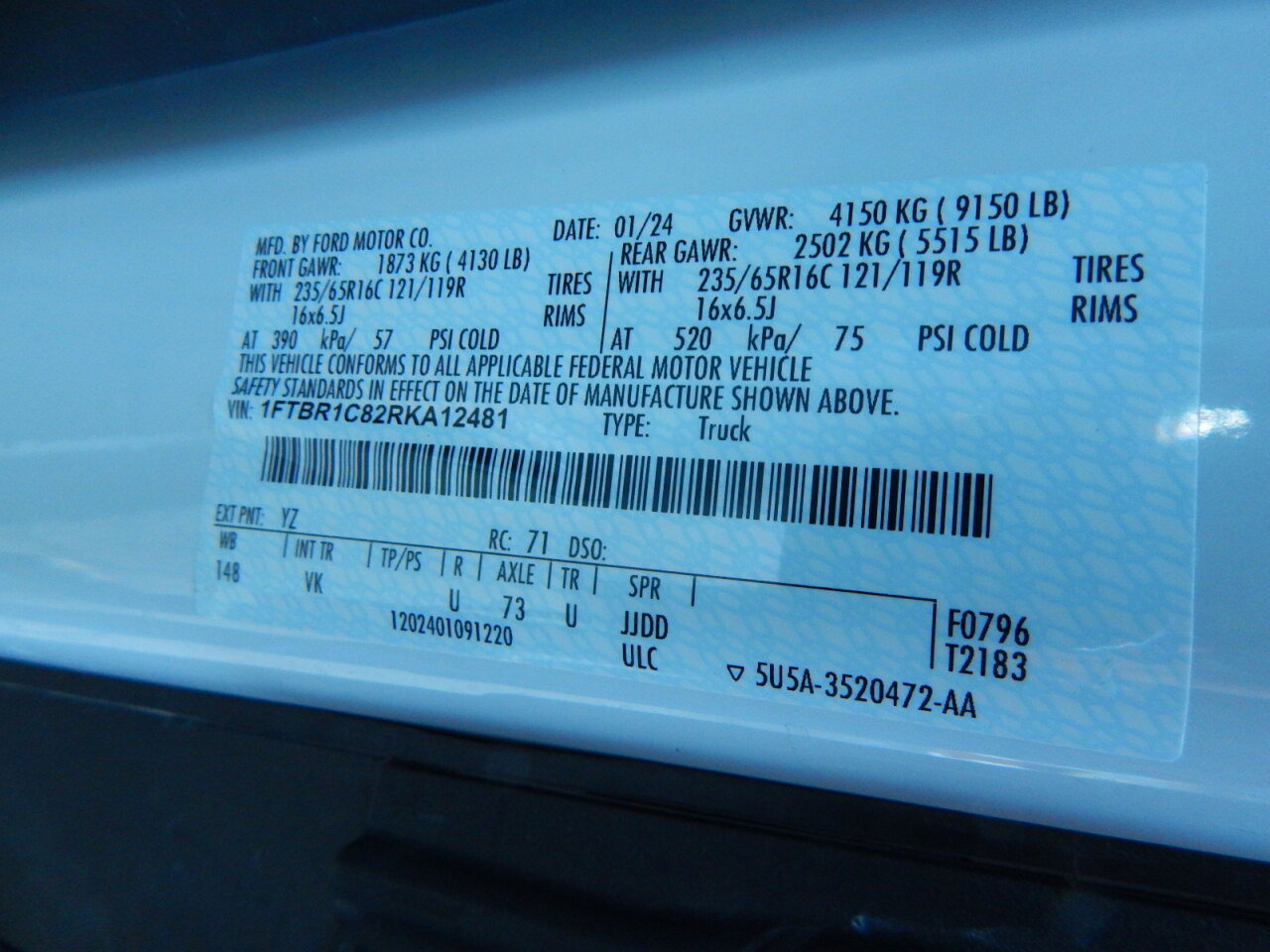 Used 2024 Ford Transit 250 148 Medium Roof w/ Load Area Protection Package image 27