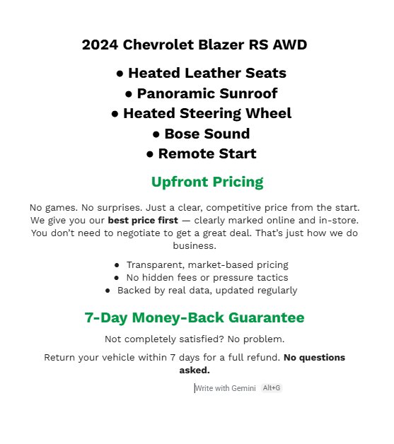 Certified 2024 Chevrolet Blazer RS w/ Driver Confidence II Package AWD/4WD image 2