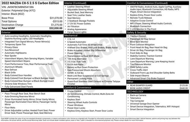 Used 2022 MAZDA CX-5 Carbon Edition AWD/4WD image 15