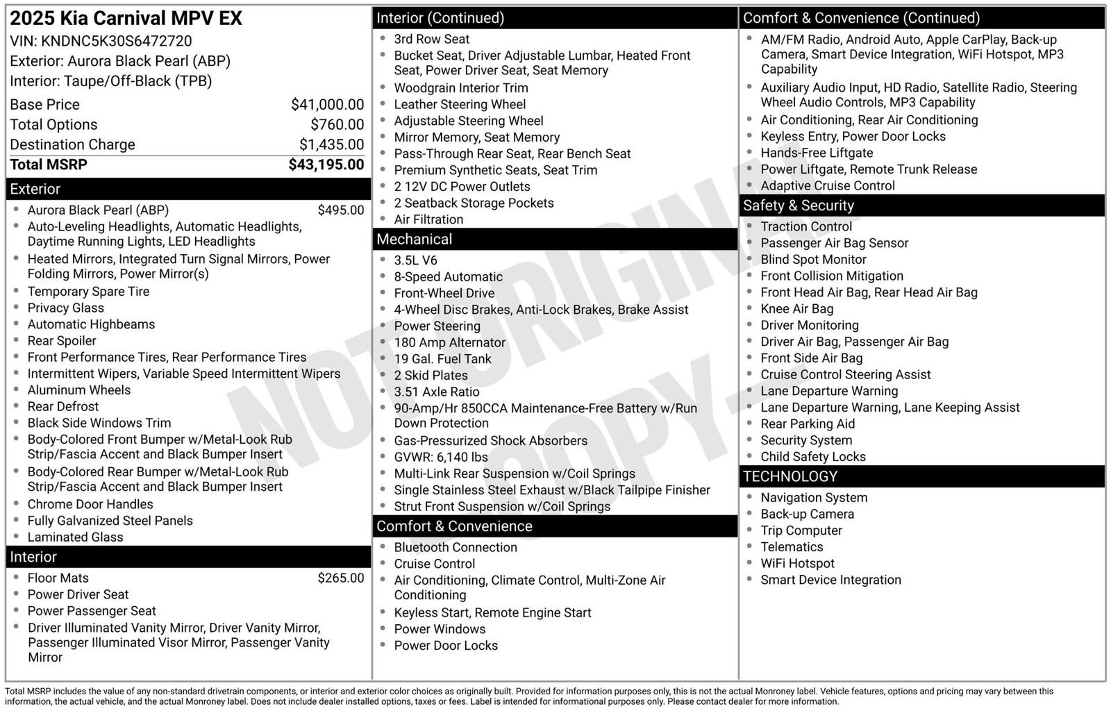 Used 2025 Kia Carnival EX FWD image 3