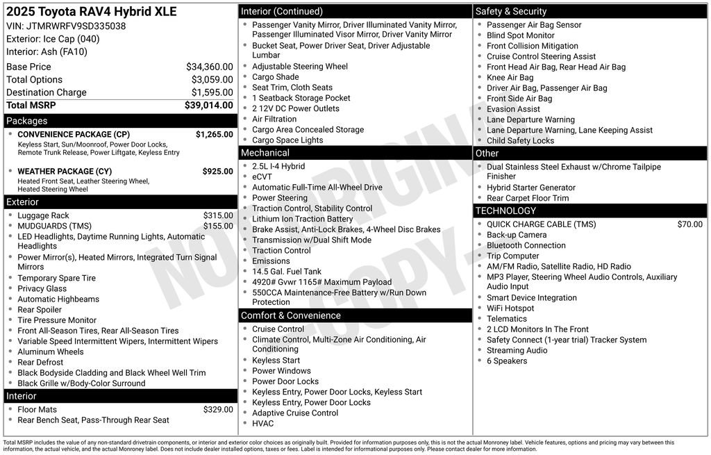 Used 2025 Toyota RAV4 XLE w/ Convenience Package AWD/4WD image 3