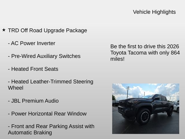 Used 2026 Toyota Tacoma TRD Off-Road w/ TRD Off Road Upgrade Package AWD/4WD image 7