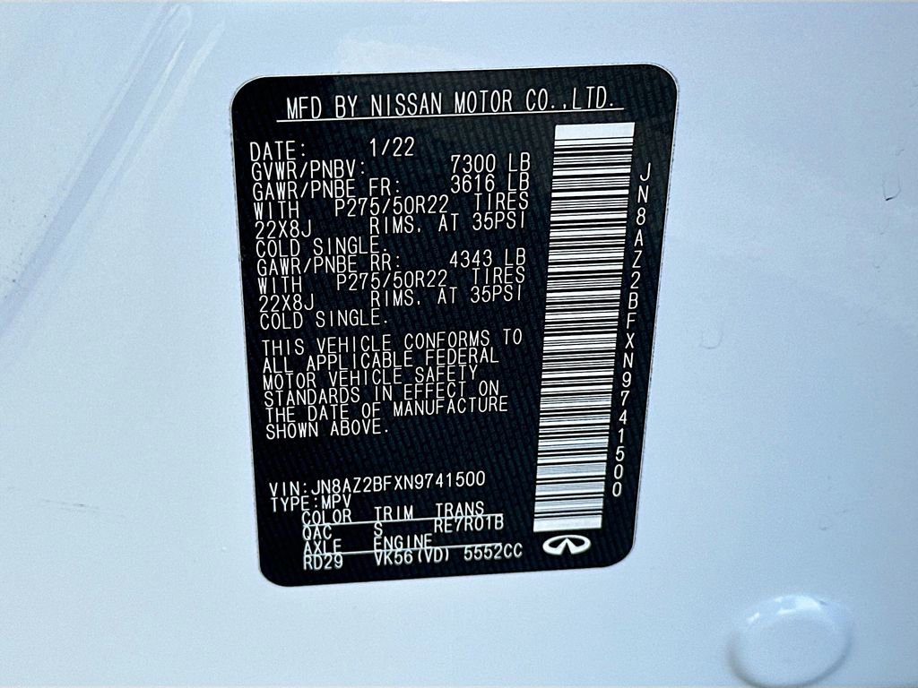 Used 2022 INFINITI QX80 Sensory w/ Cargo Package image 36