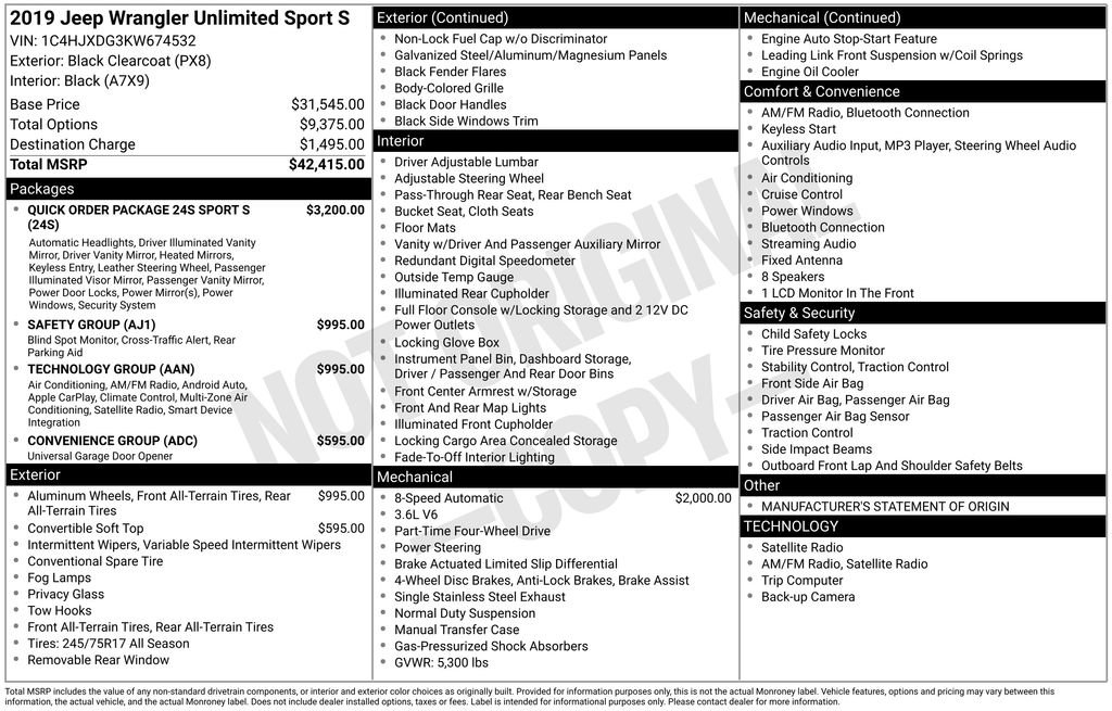 Used 2019 Jeep Wrangler Unlimited Sport S image 33