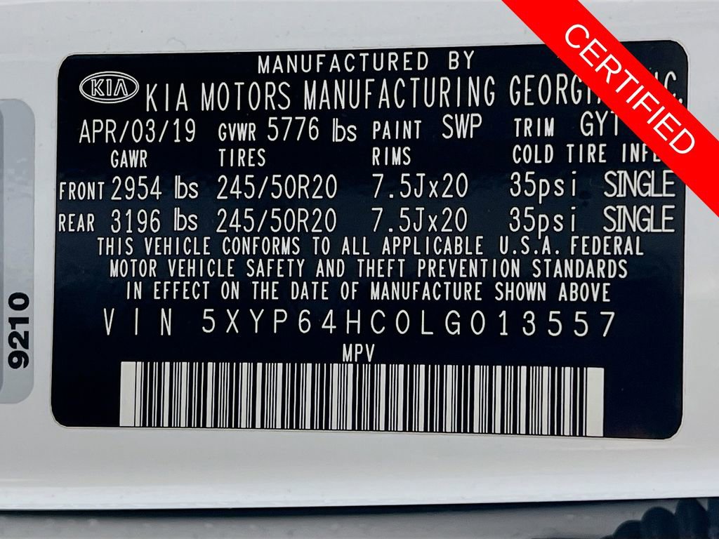 Certified 2020 Kia Telluride S w/ S 8 Passenger Seating Package FWD image 9