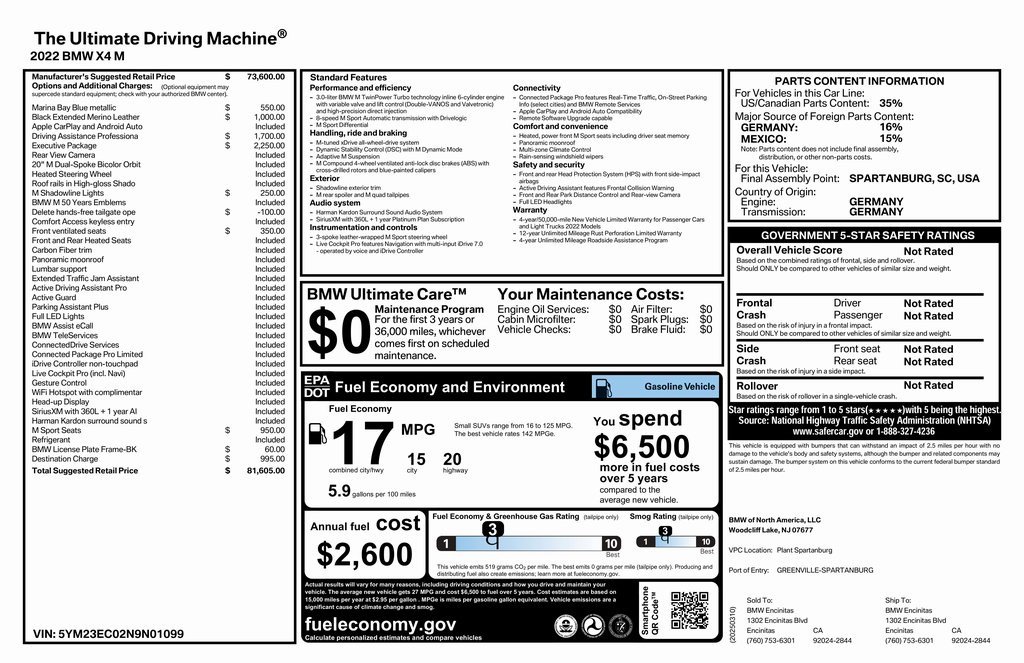 Used 2022 BMW X4 M w/ Executive Package image 2