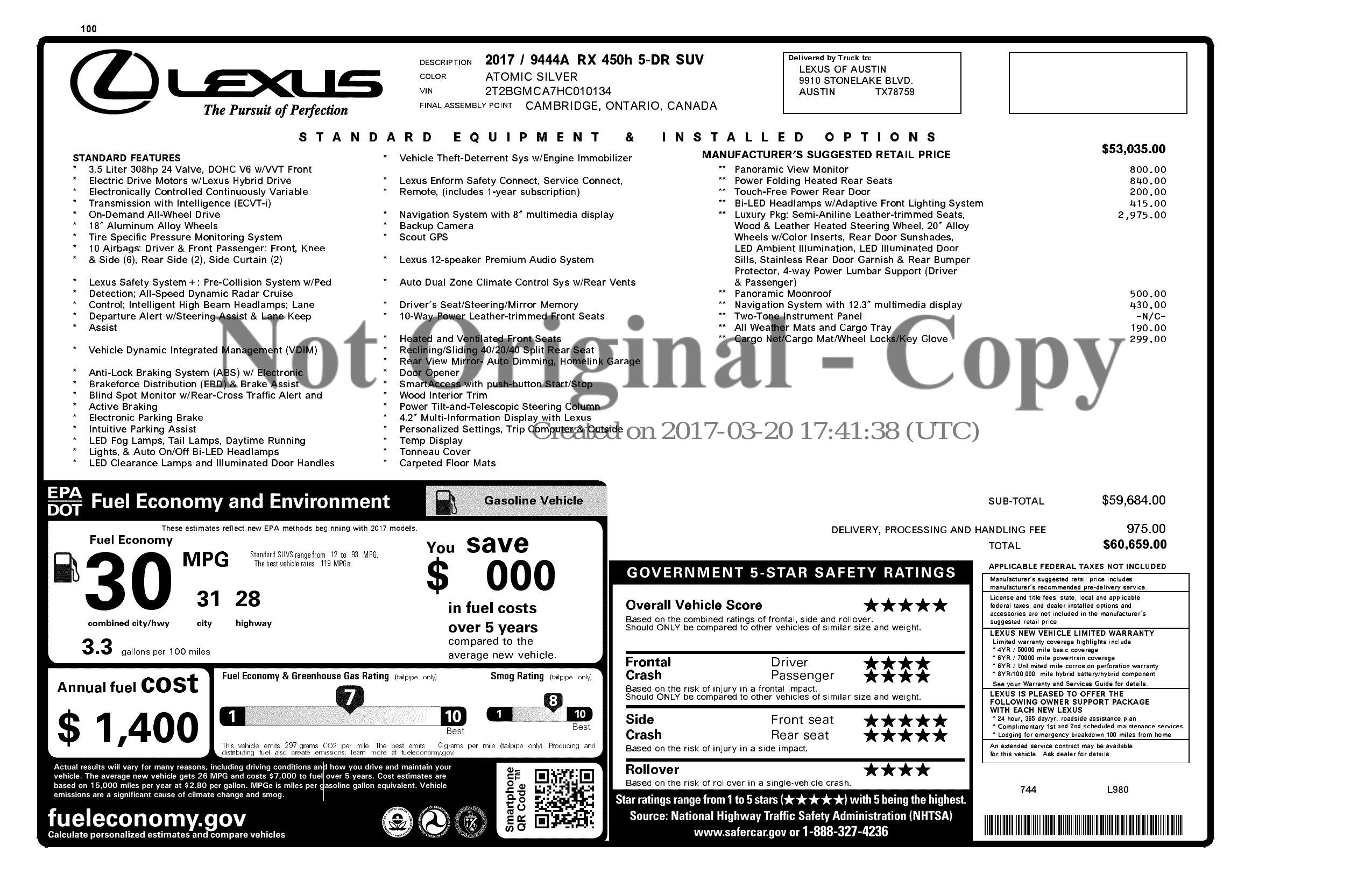 Used 2017 Lexus RX 450h AWD image 3