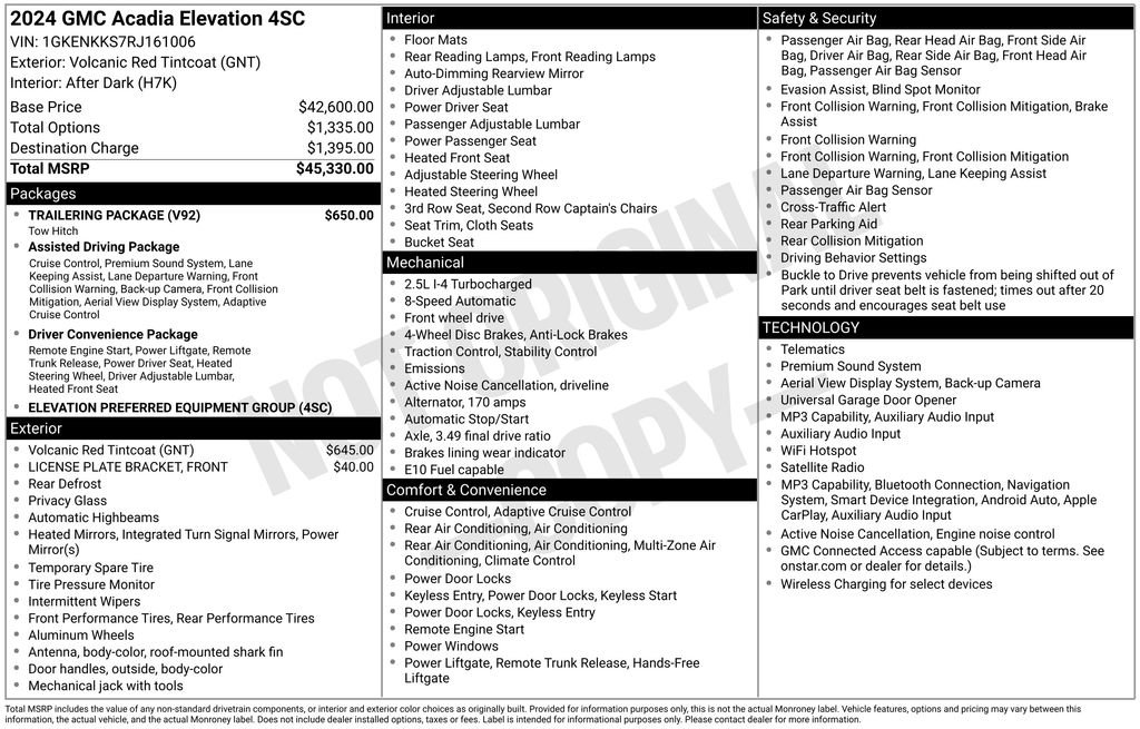Used 2024 GMC Acadia Elevation w/ Trailering Package FWD image 44