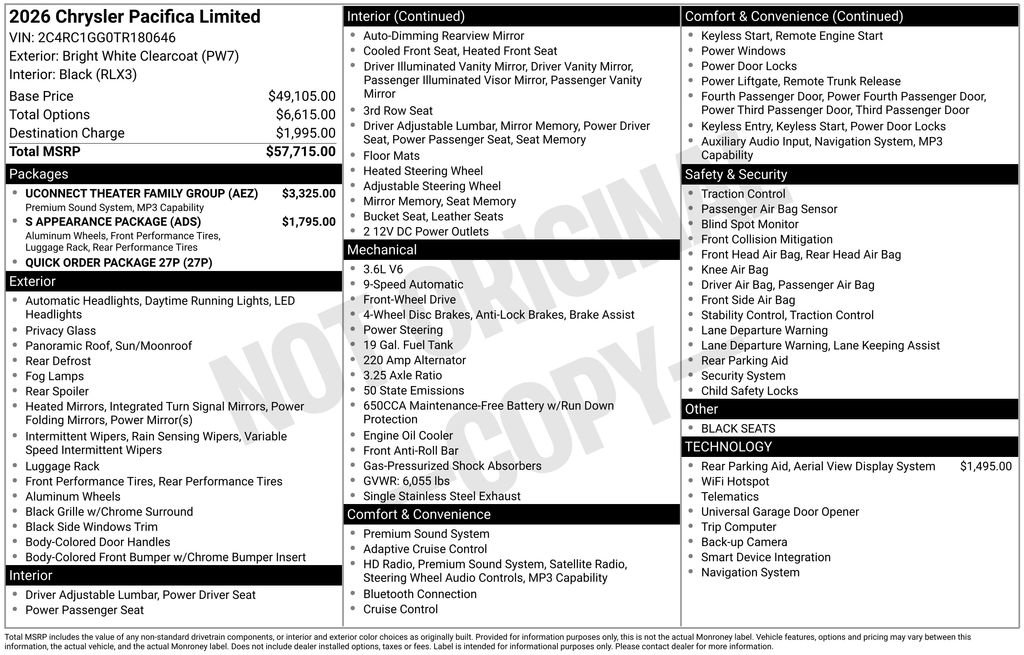 New 2026 Chrysler Pacifica Limited w/ Uconnect Theater Family Group image 43