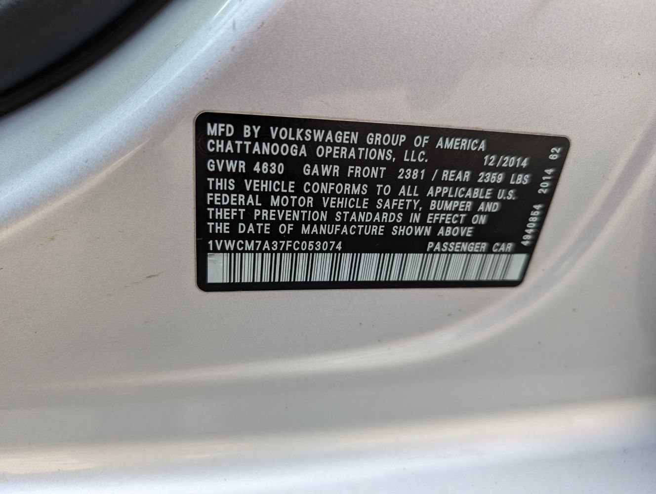 Used 2015 Volkswagen Passat 3.6 SEL Premium FWD image 25