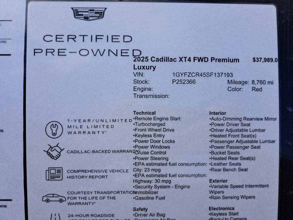 Used 2025 Cadillac XT4 Premium Luxury w/ Cold Weather Package FWD image 35
