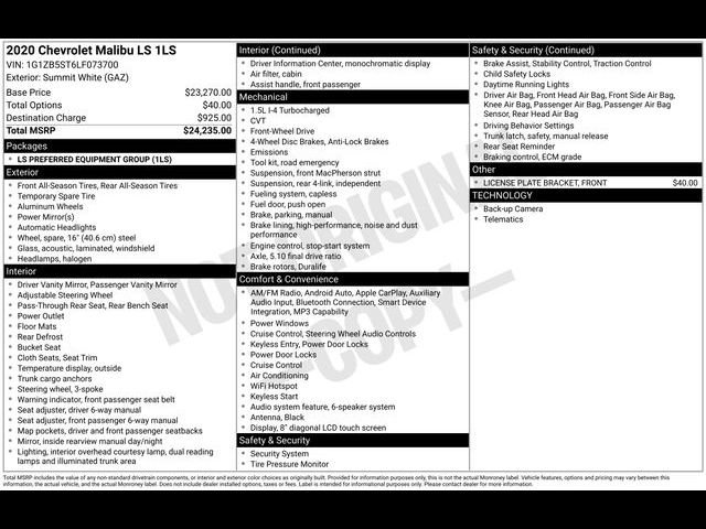 Used 2020 Chevrolet Malibu LS image 20