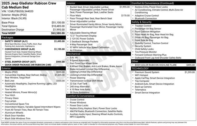 New 2025 Jeep Gladiator Rubicon w/ Safety Group image 29