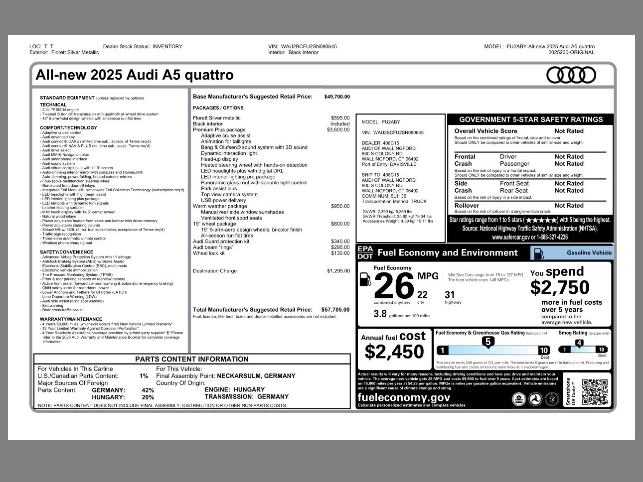 New 2025 Audi A5 2.0T Premium Plus image 19
