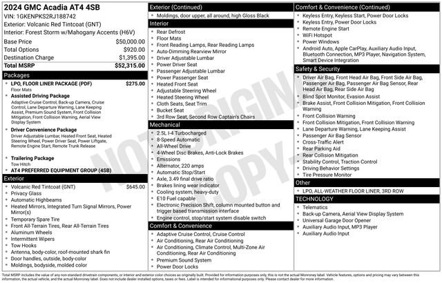 Certified 2024 GMC Acadia AT4 w/ LPO, Floor Liner Package image 28