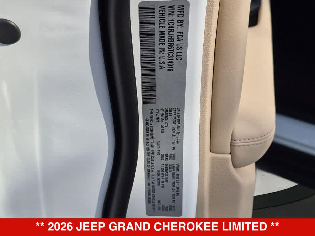 New 2026 Jeep Grand Cherokee Limited w/ Limited Altitude Package AWD/4WD image 37