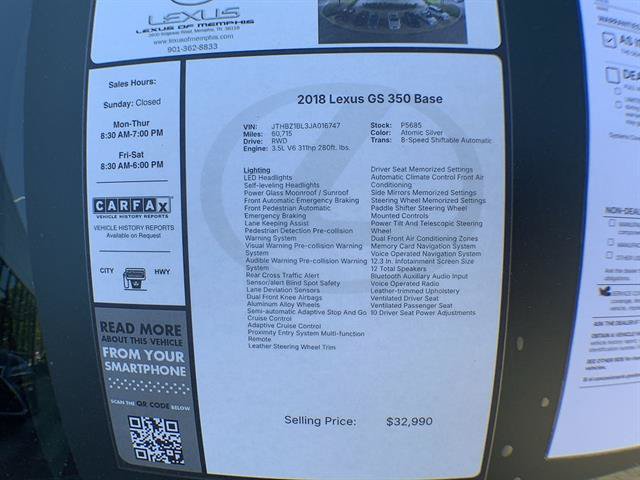 Used 2018 Lexus GS 350 RWD image 26