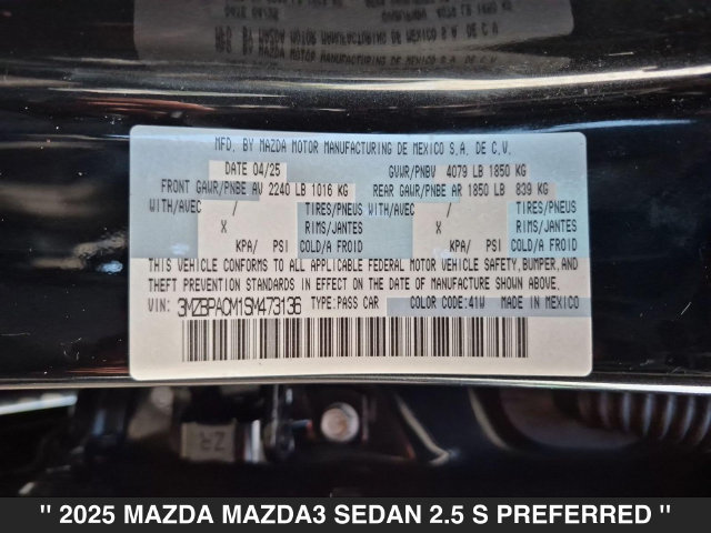Certified 2025 MAZDA MAZDA3 s FWD image 37