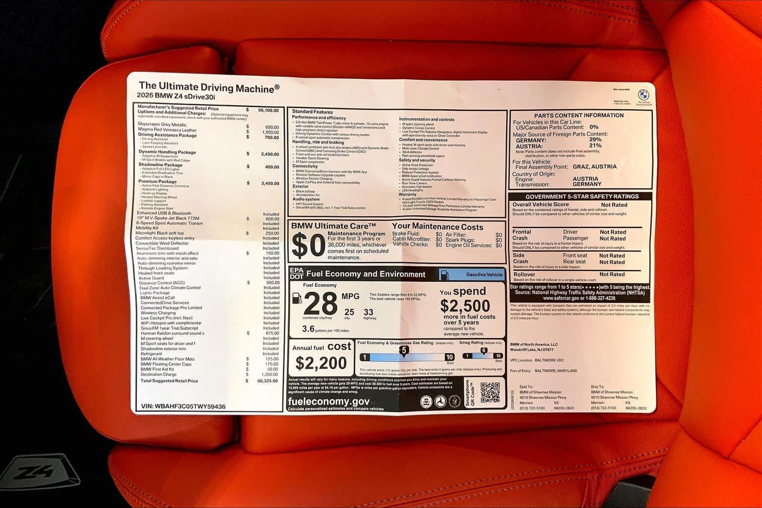 New 2026 BMW Z4 sDrive30i w/ Premium Package RWD image 22