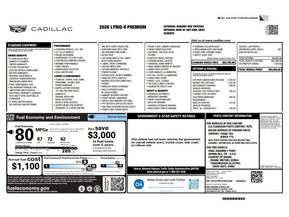 New 2026 Cadillac Lyriq V w/ Exterior Carbon Fiber Package image 25