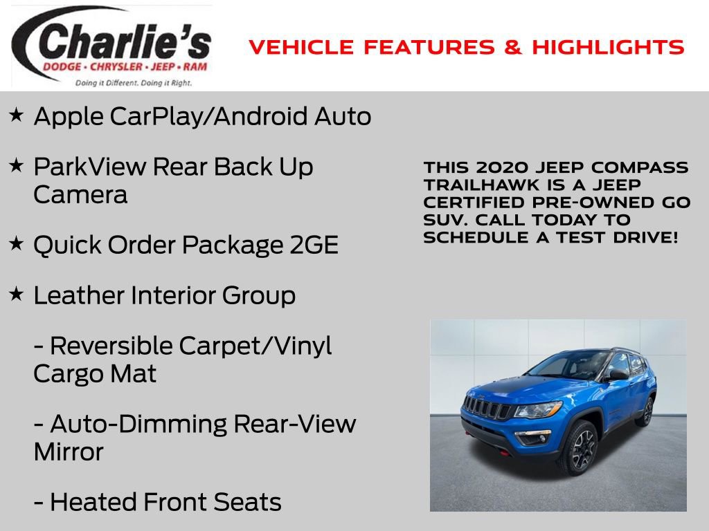 Certified 2020 Jeep Compass Trailhawk w/ Leather Interior Group image 7