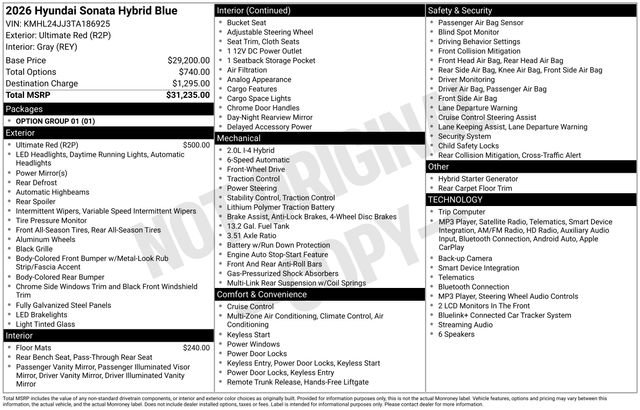 New 2026 Hyundai Sonata Blue FWD image 4