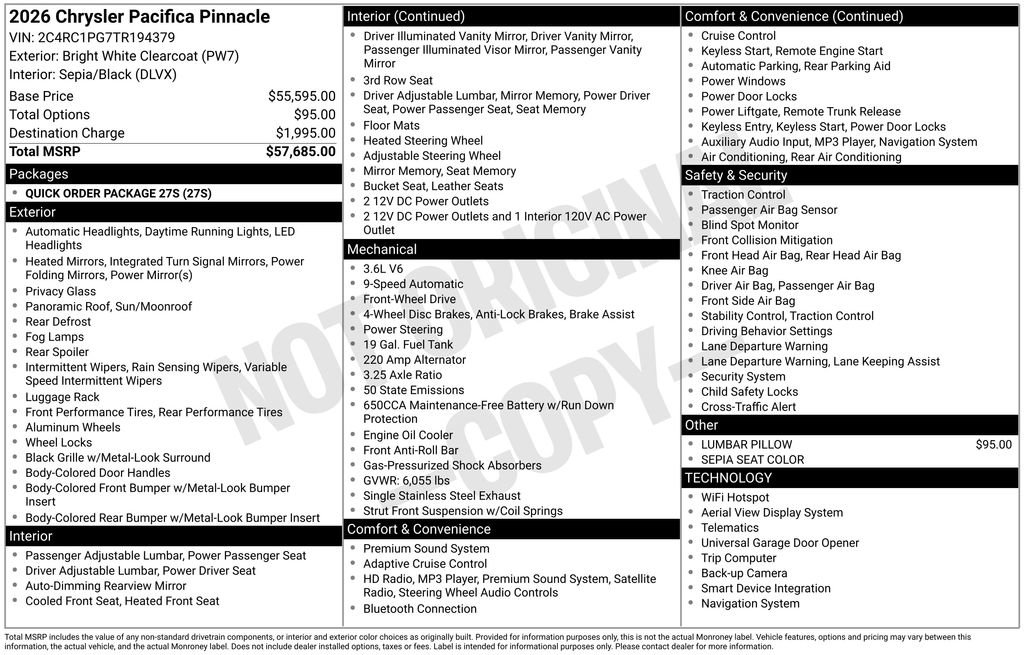 New 2026 Chrysler Pacifica Pinnacle image 3