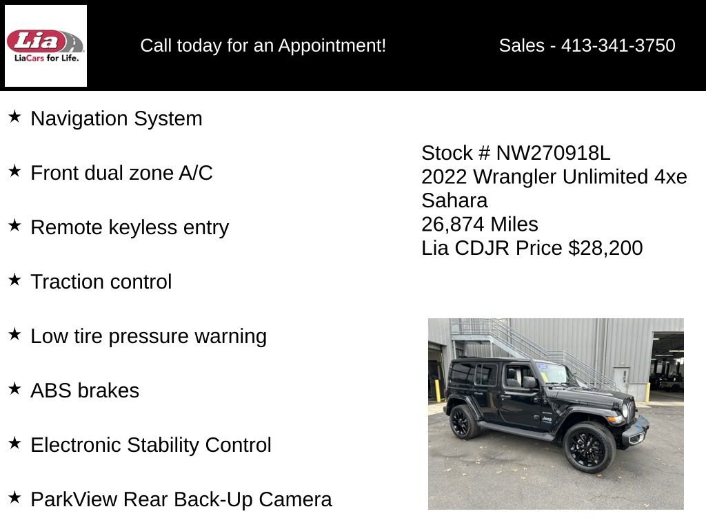 Used 2022 Jeep Wrangler Unlimited Sahara w/ Cold Weather Group AWD/4WD image 6