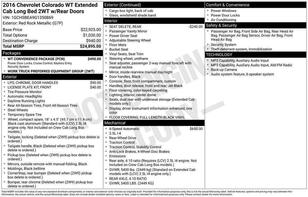 Used 2016 Chevrolet Colorado W/T w/ WT Convenience Package image 41