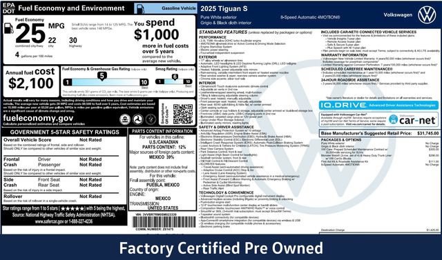 Used 2025 Volkswagen Tiguan S AWD/4WD image 5