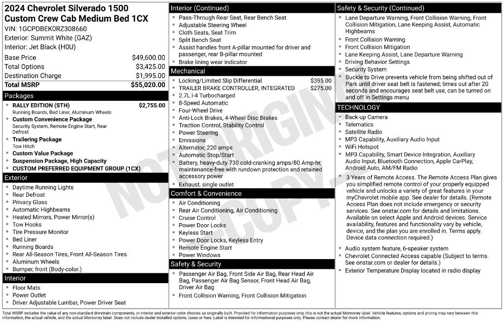 Used 2024 Chevrolet Silverado 1500 Custom w/ Rally Edition AWD/4WD image 3