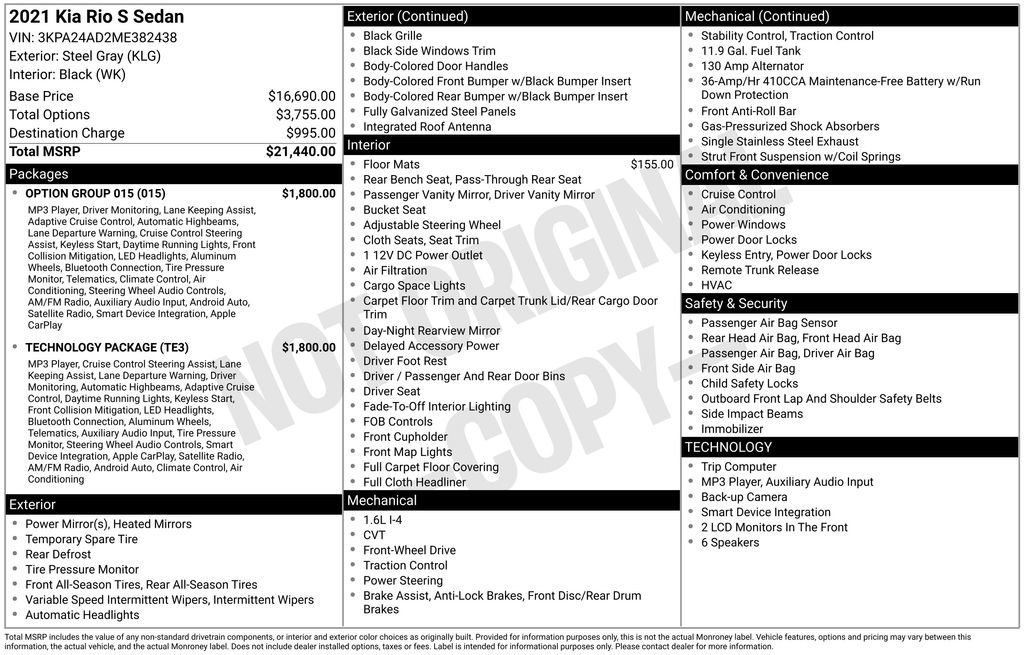 Used 2021 Kia Rio S w/ Technology Package FWD image 9