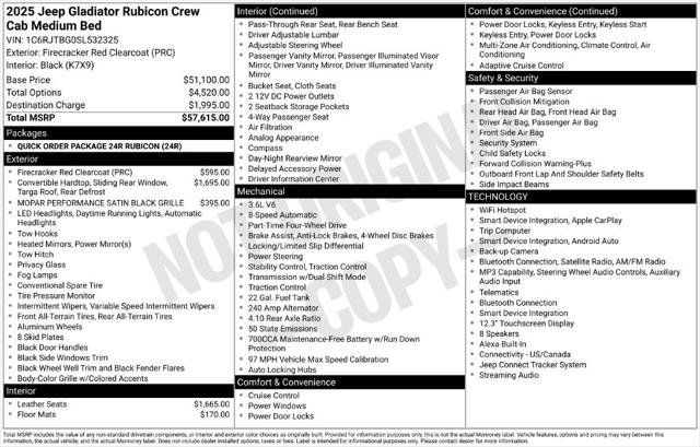 Certified 2025 Jeep Gladiator Rubicon AWD/4WD image 3