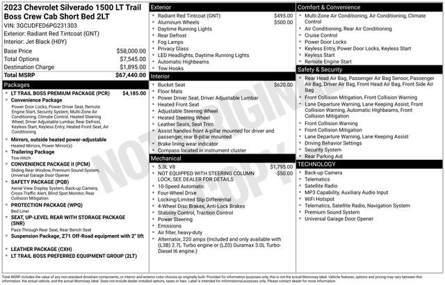 Used 2023 Chevrolet Silverado 1500 LT Trail Boss w/ LT Trail Boss Premium Package