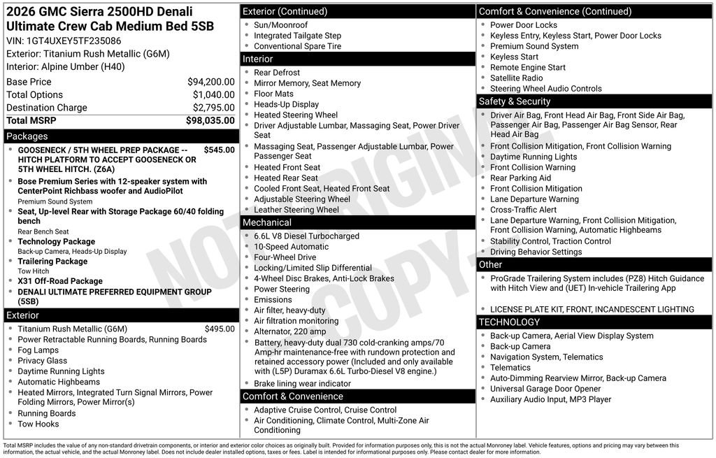 New 2026 GMC Sierra 2500 Denali Ultimate image 6